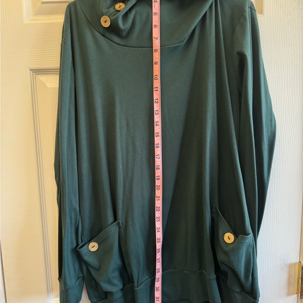 Green cowl neck sweater